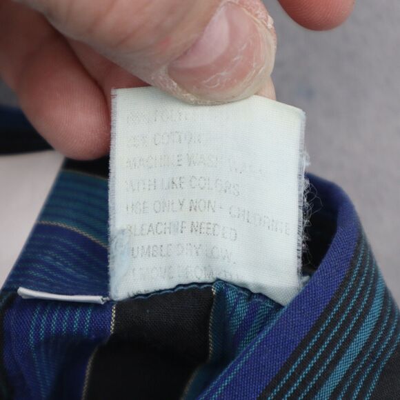 Pryde Shirt Mens L Blue Pinstriped Western Pearl Snap Long Sleeve - Picture 4 of 16